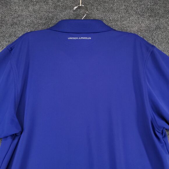 Under Armour Men's Polo Shirt Blue Large Loose Heatgear Logo Short Sleeve - Picture 6 of 16